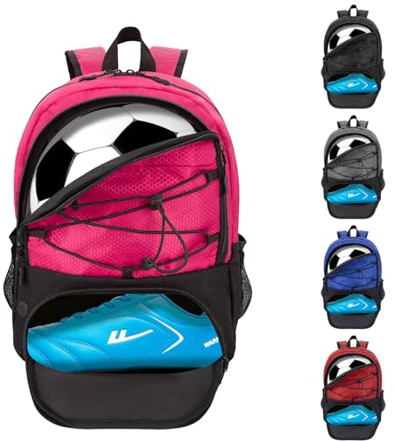DAFISKY Soccer Bags for Girls, Basketball Backpack with Ball & Shoes Compartment Separate, Sports Backpack for Volleyball Football