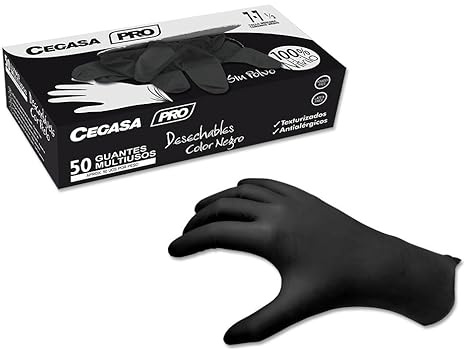 cegasa GUANTES NITRILO NEGRO PRO S/P TALLA P (7-7½) C-50