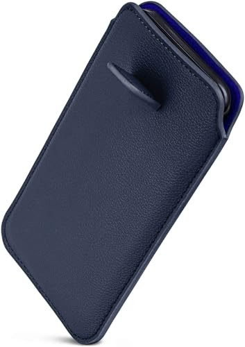 ONEFLOW Liberty Case für iPhone 15 Handy Einsteckhülle mit Rückzugfunktion, PU Leder Handytasche, Schutzhülle mit Lasche, Sleeve Etui Hülle zum Einstecken, Blau