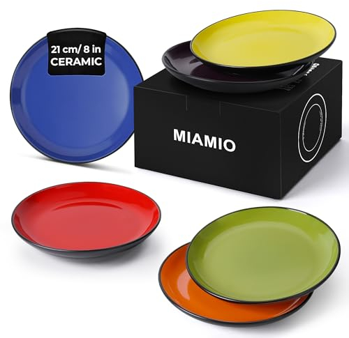 MIAMIO - Ensemble d'assiettes 6 en céramique grès pour la table - Collection Le Papillon (Mixte, 21 cm)