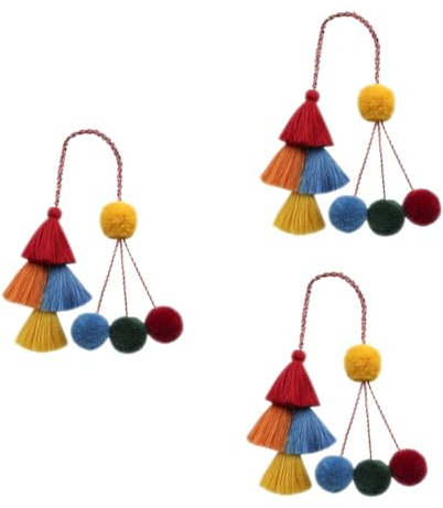 GALPADA 3stücke Lange Quasten Tasche Handgefertigter Boho Schlüsselanhänger Für Handtaschen Geldbörsen Und Bunter Haarschmuck Für