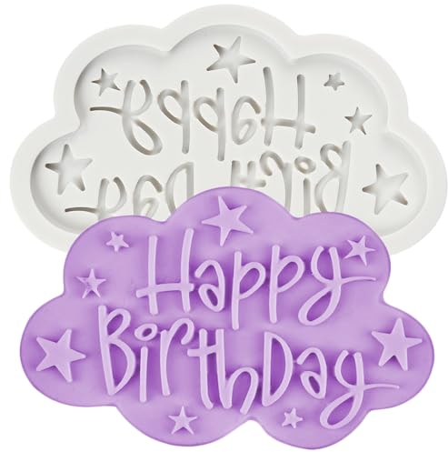 QDMOLDS Stampi in silicone con scritta Happy Birthday, lettere dell'alfabeto, stampi per cioccolato, decorazioni per torte, cupcake, caramelle, zucchero, pasta di gomma, argilla polimerica