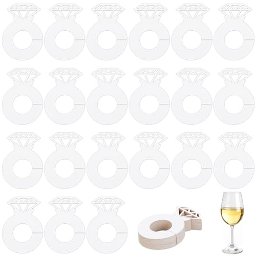 FINGERINSPIRE Diamant Ring Weinglas Marker Papier Weinglas Anhänger Cocktail Champagner Weinglas Identifikationsetikett Für Hochzeit Restaurant Geburtstag Party Valentinstag