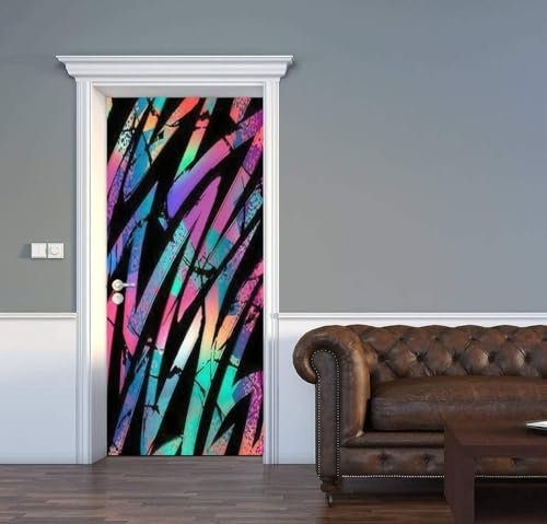 3D Türaufkleber Türtapete Selbstklebend Türposter Bunte Graffiti-Linien 90 X 200 Cm Fototapete Türfolie Wasserdichte Abnehmbare Pvc Türtapete Innentür Schlafzimmer Küche Bad Home Deko - Foto Der Kind