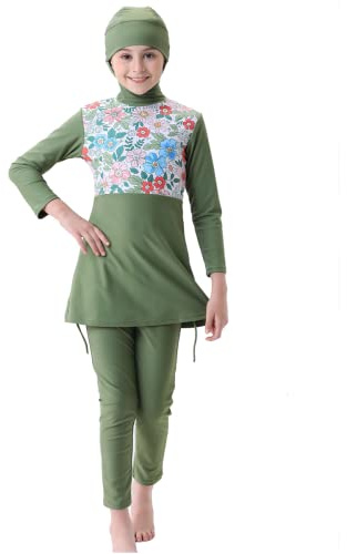 Odizli Badeanzug Mädchen Kinder Burkini Muslimische Full Cover Schwimmanzug Top Shorts Hijab Outfit Modest Bademode