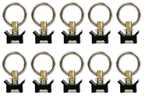 VanEssential Venture L-Track Spring Loaded Adjustable Tie Down Ring - Black - 10 pcs
