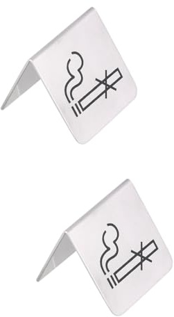 NIYANGLE 2pcs Table No Smoking Sign Desktop No Smoking Sign Double Side No No Table Tent Stainless Steel No