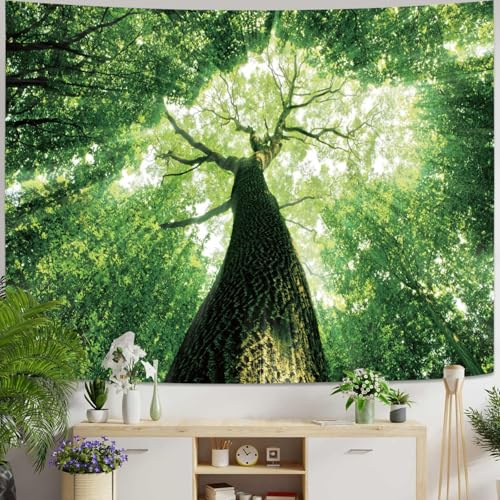 Skcess Wald Wandteppich Natur Tapestry Landschaft, Wandtuch Baum Sonnenaufgang Tapisserie Wandbehang Wanddekoration für Schlafzimmer Wohnzimmer 150 x 130cm