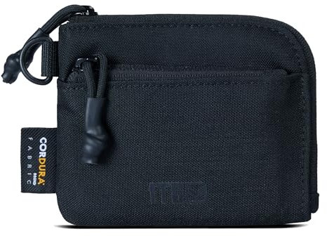 Geldbörse Klein, Münzbörsen 500D Cordura Kleiner Geldbeutel Portemonnaie mit Reißverschluss für Herren und Damen, Schwar