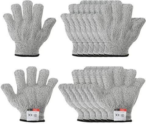 PATIKIL Cut Resistant Gloves, 8 Pair Level 5 Protection Anti Cutting Gloves Cut Proof Gloves for Kitchen Wood Carving Working, X-Small, Gray