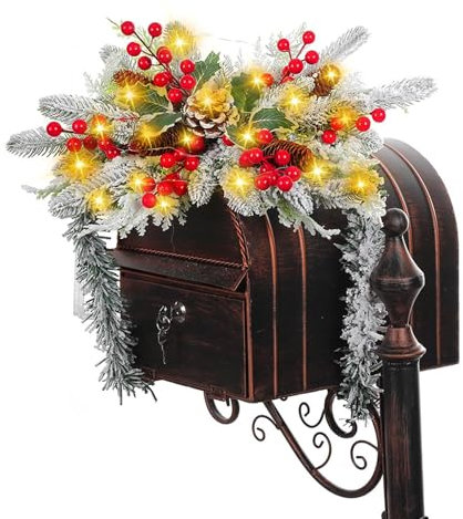 Swag della Cassetta della Posta di Natale, Ghirlanda della Cassetta della Posta di Natale, Swag di Natale della Cassetta della Posta All'aperto, Decorazioni Natalizie (Pigne