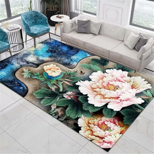 RUGMRZ Landhausstil Deko Wohnzimmer-Dekoration, Salon, rutschfest, Kurzer Flor, Einfacher Stil Teppich Maschine Mehrfarbig Teppich Reinigung Deko Esszimmer Teppiche 80X140CM