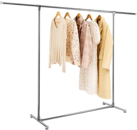 Hershii Kleiderständer Kleiderstange auf Rädern Verstellbar Garderobenständer mit Ablage aus Edelstahl für Mäntel, Hemden, Pullover, Schuhe, Tasche (Einpolig, (126~200) x45x135cm)