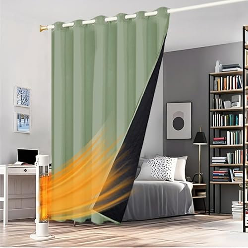 SK Studio Blackout Window Curtain Panels, Thermal Insulated Curtain for Winter, Patio Sliding Door Curtains with Black Liner Grommet Room Divider for French Door, 1 Panel, Sage Green, 52 W x 63 L