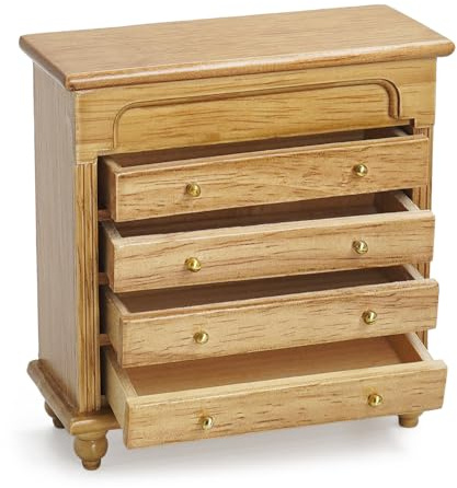 Odoria Puppenhaus Kommode Miniatur Nachttisch: 1/12 Maßstab Nachtkommoden Braun mit Schublade für Vintage Schlafzimmer Wohnzimmer Viktorianisch - Mini Buffetschrank Küche Möbel Holz Antik