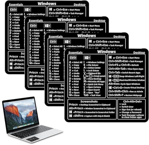 OHREN 4 pcs, Autocollants de Touche de Raccourci Autocollants d'Ordinateur, sans résidus de Colle, s'adaptent à n'importe Quel PC, Ordinateur Portable ou de Bureau (7x8 cm)