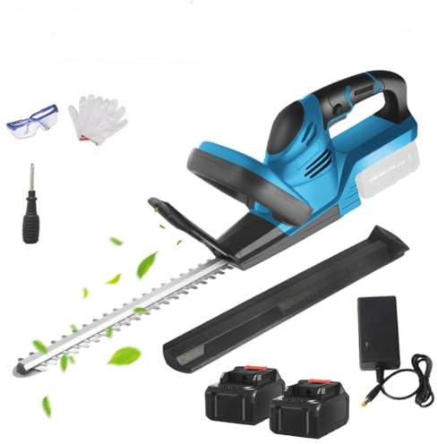 Taille-haie Professionnel sans Fil 21V avec 1500mah Batterie et Chargeur Rapide,Double Lame de Coupe,800W Taille haie Electrique,Diamètre de Coupe 3-4in,Le Jardin,la Pelouse et la Cour (2 Batteries)