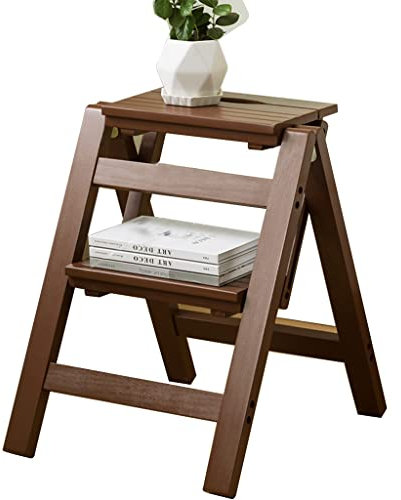 Taburete de madera para escalar la cocina, banco de madera, estante de almacenamiento para el hogar, escalera plegable de dos escalones