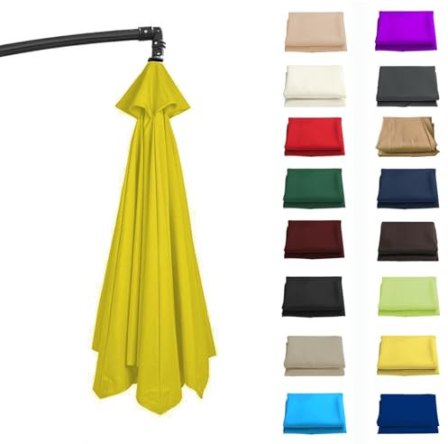 Auvent De Remplacement Pour Parasol De Jardin 6/8 Baleines, Toile De Rechange Pour Parasol Déporté, Protection UV50+, Imperméable(Yellow,8 RIBS: 350CM/11.5FT)