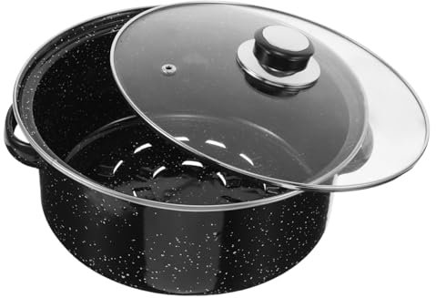 OUNONA Grillpfanne alltägliche Pfanne Glastöpfe zum Kochen auf dem Herd speckplatte für mikrowelle Toaster-Ofenpfannen und -bleche flache Grillplatte Pfanne grillen Hütte Emaille Black