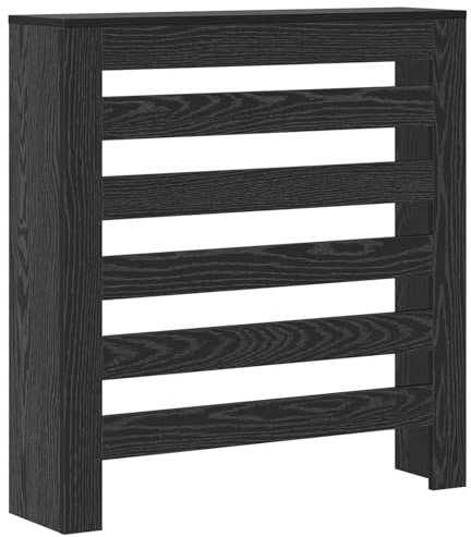 vidaXL Cubierta de radiador Negro Roble 78 x 20 x 82 cm Madera ingenierizada Horizontal Listonada Mueble Decorativo para Interiores Organizador de hogar para Sala de Estar Accesorio Decorativo Calen