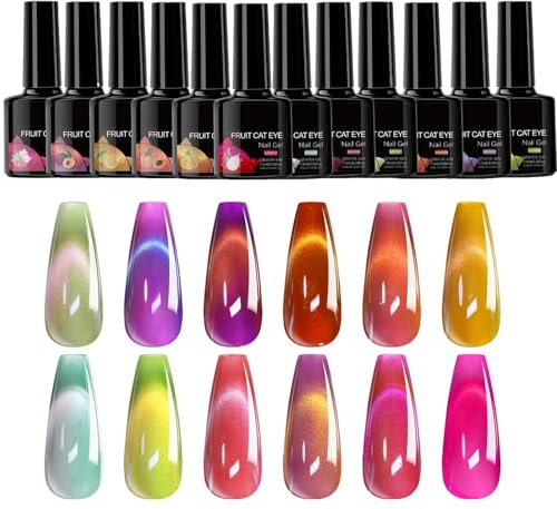 Cat-eye Gel Verniis - Magnetico per Occhi Di Gatto | Verniis Gel Magnetico Per | Verniis | Collezione Occhio Di Gatto Verniis Per Unghie | 12 Flaconi Kit Arte Per Unghie Donne E Ragazze Manucur