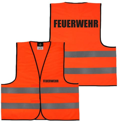 Feuerwehr Warnweste mit Aufdruck – 5er & 10er Sets – Sicherheitsweste für Feuerwehr & Helfer – Rücken & Front bedruckt – Warnfarbe Gelb oder Orange – XS bis 6XL – Reflektierende Einsatzweste