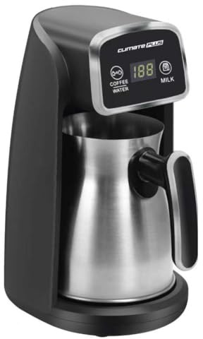 CLIMATE Turkish Coffee Maker Electric 600W Stainless Steel, Arabic & Greek Coffee Machine with LCD Display, Milk Warmer, Water Boiler & Keep Warm Function, 300ml Traditional Coffee Maker