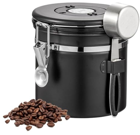 Ancsttu Bote Para Café,Recipiente De Almacenamiento Para Café Molido Y En Grano | Cuchara Medidora Y Seguimiento Fecha Para Azúcar Cereal Caramelo Té Despensa