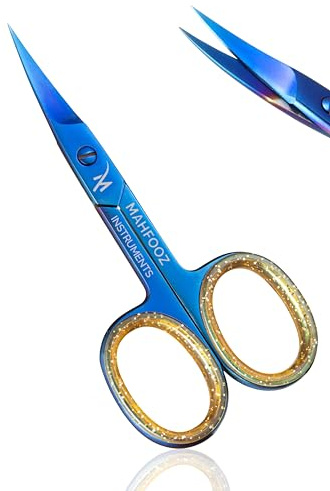 Nail Scissors – Stainless Steel Curved Manicure & Pedicure Tool for Fingernails & Cuticles, Sharp Precision Grooming for Men & Women, Blue Colour by Mahfooz Instruments