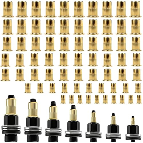 NINGYER 7 Pièces Écrous à Tête de Rivet à Main, Insert Fileté Metal avec 70 Éécrous, pour M3, M4, M5, M6, M8, M10, M12 Pinces à Riveter, Riveteuses Manuelles (7 Tailles)
