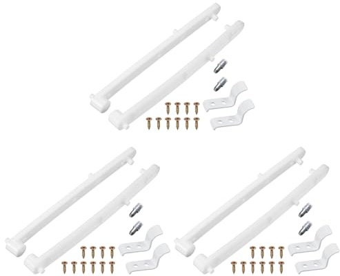 sourcing map Drawer Slides, 3Set 250mm Hidden Flip-Up Plastic Drawer Rails with Screw, Side Mounted Grooved Guide Rail Track for Cabinet Bedside Table Wardrobe Dresser, White