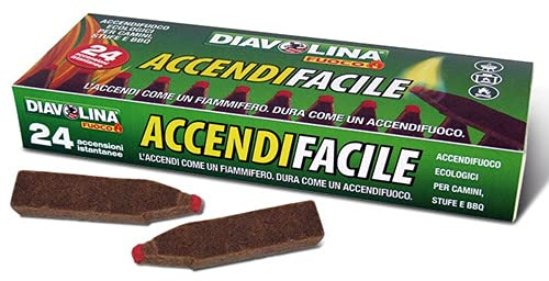 DIAVOLINA Juego 24 encendedores 24 cerillas para Barbacoa y Chimenea