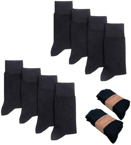 FOOTNOTE 8 Paar Atmungsaktive Bambus Socken Herren Damen, Schwarz, Größe 43-46