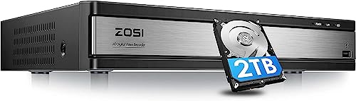 ZOSI H.265+ Full 1080P 16 Channel Hybrid 4-in-1 Surveillance CCTV DVR with 2TB HDD for 960H,CVI,TVI,AHD Home Surveillance Cameras,with Remote View,Motion Detection