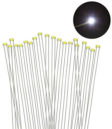 Evemodel 20Stk. SMD LED 0402 Vorgelötete Mikrolitzenleiter Modellbau Dekor Minigarten Puppemhaus Diycraft (weiß)