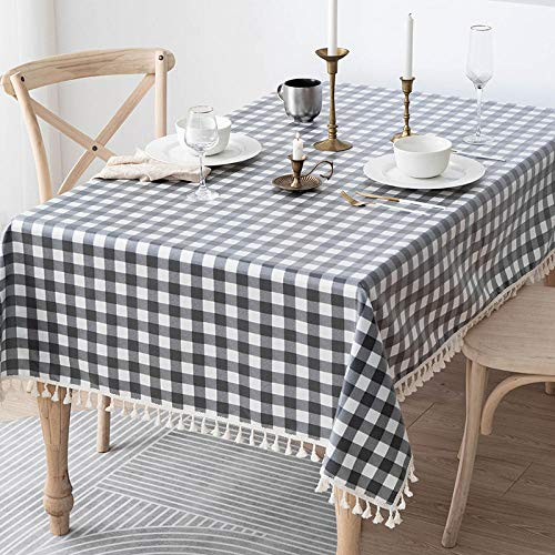XQSSB Garten Tischdecke Wachstischdecke Verbrühungsschutz Tischdecken Eckig Wasserabweisend Abwischbar Schwarz 90 × 140cm