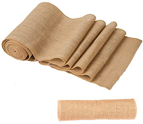 Tischläufer aus Jute, 10m*20cm Natur Leinen Jutestoff - Rolle für Vintage Hochzeit, Rustikal, Juteband Tischband für Feste, Events, Tischdekoration