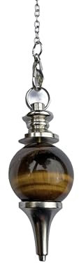 Pandiui23 Pendule en Cristal, Pendule en Cristal sphérique Vintage pour radiesthésie, Pendule Chakra Reiki Divination méditation Wicca, pendules de Divination Professionnelle (œil de Tigre)
