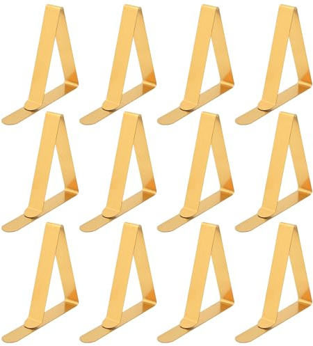 MEMOFYND 12 Pinces à Nappe Dorées, Pinces à Nappe, Pinces à Nappe De 4,5 Cm, Extérieure Clips De Fixation Nappe, Pince pour Nappe De Table Exterieur.