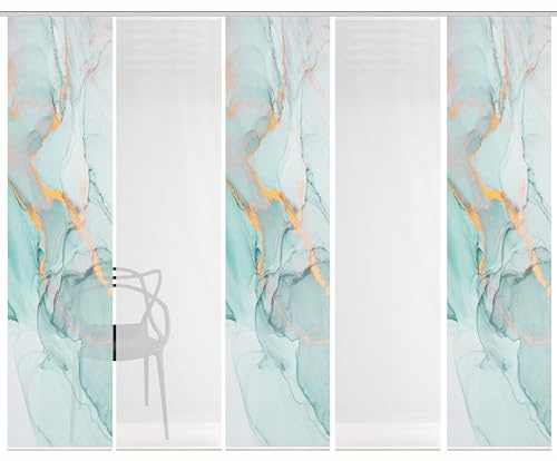 VISION S MARMOSA Schiebegardine, halbtransparent, Bambusoptik, 260x60 cm, Farbe:Mint, Größe:260 x 60 cm, Anzahl:5er Set (3X, 2X)