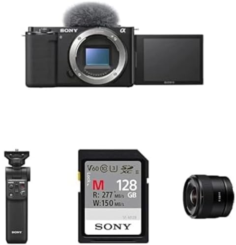 Sony Alpha ZV-E10 APS-C Mirrorless Interchangeable Lens Vlog Camera + Content Creator kit Lens Edition including: Bluetooth Shooting Grip, E 11mm F1.8 Lens, Memory Card and Flash