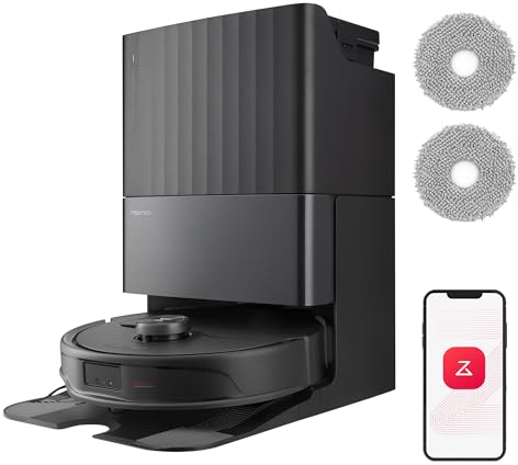 roborock Qrevo Master Saugroboter mit Wischfunktion&Hebarem Wischmopp, FlexiArm Design™, HyperForce® Saugkraft von 10.000 Pa, zusätzlich 2 Wischmops, Roboterstaubsauger-Set(Schwarz)