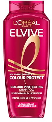 L'Oréal Paris Elvive Colour Protect Shampoo, with Pure Vitamin Cg and UV filters, for Coloured & Highlighted Hair, Suitable for all hair textures, 400ml