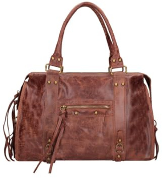 Gave Lux Axelväska för kvinnor i äkta mockaläder, handgjord produkt, tillverkad i Italien, GLX220609023FBG, hasselnöt, 41 x 28 x 13 cm