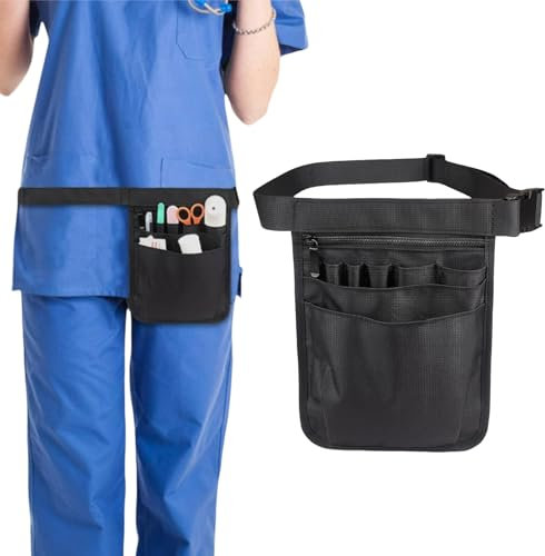 SamHeng Nurse Waist Bag - Black Nurse Pouch with Adjustable Belt - Portable Tool Bag for Men & Women