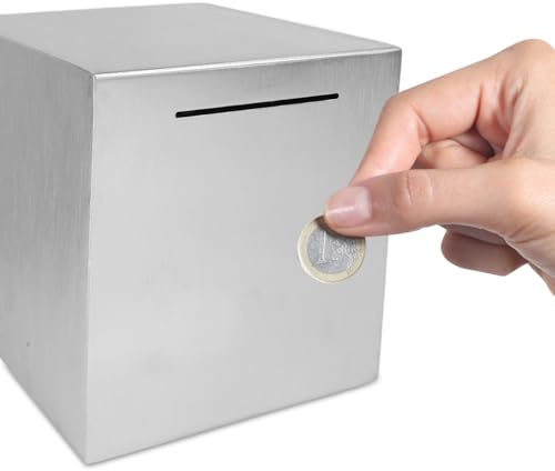 Tofficu Salvadanaio impermeabile per ufficio Gumball Money Tin That Cant Be Open Desktop Coin Container Safe Box Piggy Banks Salvadanaio di risparmio in acciaio inossidabile Salvadanaio di risparmio