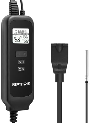 Reptile Dimming Thermostat, Adjustable Day and Night Temperature, Thermostat for Reptile Heat Lamp Heat Pad, PID Temperature Controller, Memory Function, ℉/℃