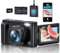 CAMKORY Digital Camera 4K 64MP Newly Upgraded Vlogging Camera with WiFi Function for Youtube with 180° Flip Screen, 16X Digital Zoom Compact Digital Camera with 32GB Card, 2 Batteries for Beginners