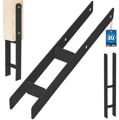 KOTARBAU® H Pfostenträger zum Einbetonieren 80x600 mm, H Anker | Bodenanker, Pfostenanker für Zaunpfosten & Holzbalken, Balkenschuh aus pulverbeschichtetem Stahl, Schwarz